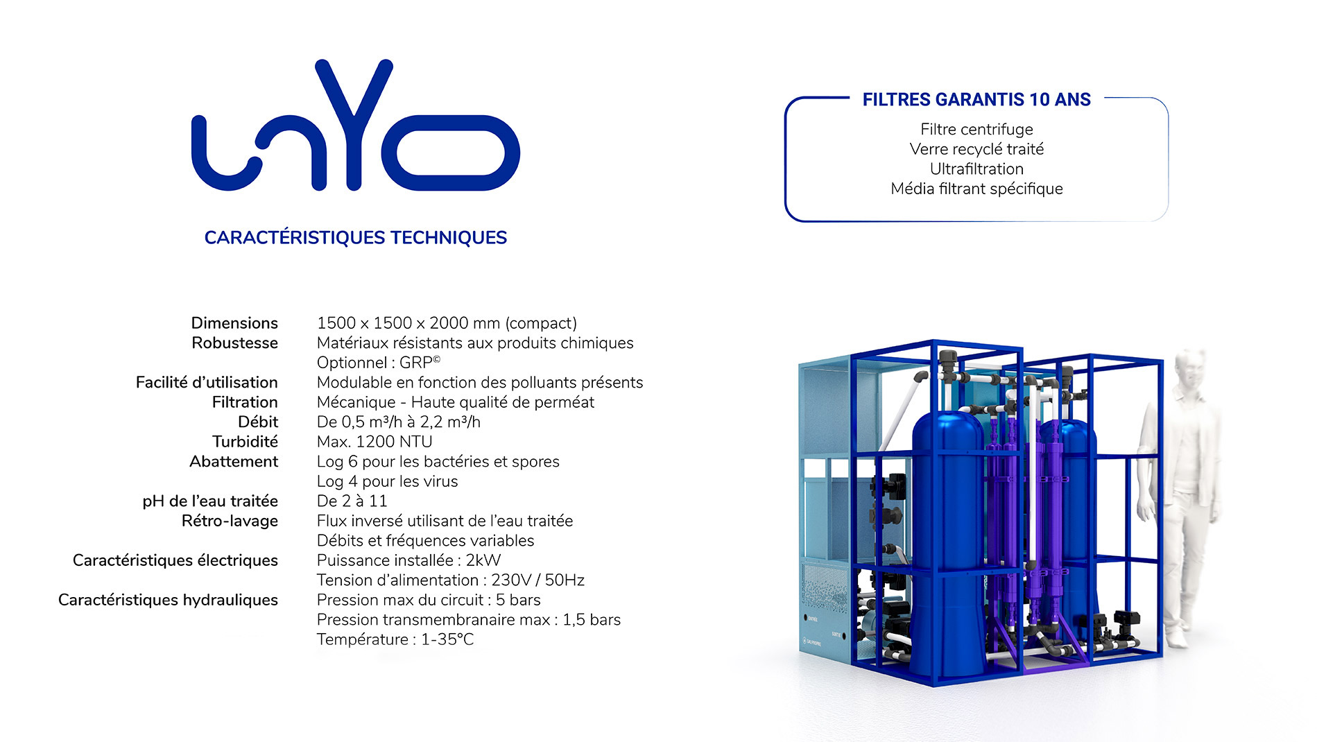 unYo- garanti 10 ans - filtration eau douce - potabilisation - préservation ressource eau - innovation
