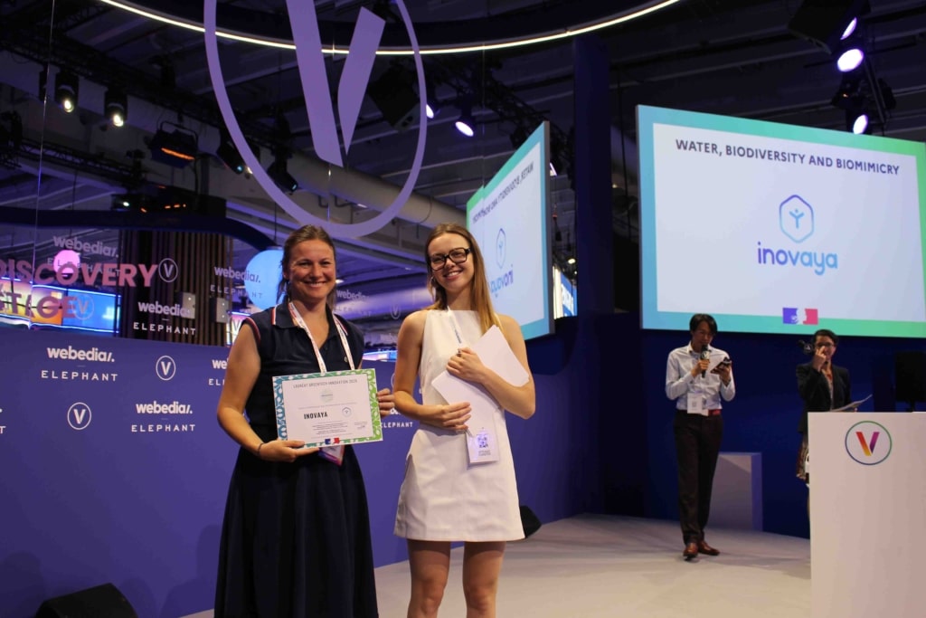 photo de justine vidil co fondatrice d'inovaYa lors de la remise de récompense label greentech innovation 2026 à vivatech
